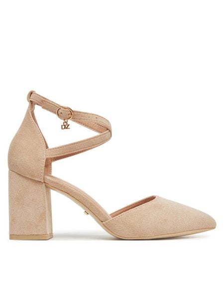 DeeZee Czółenka DZ0068 Beżowy. Brązowe czółenka DeeZee, bez wzorów, z materiału, bez obcasa, bez zapięcia. Za 139,99 zł.