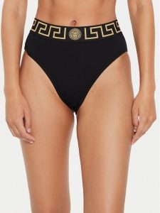 Versace Figi klasyczne z wysokim stanem AUD01050 1A10011 Czarny. Czarne figi Versace, bez wzorów, z bawełny. Za 199,99 zł.
