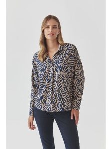 TATUUM Koszula "Berko" w kolorze granatowo-beżowym rozmiar: 42. Brązowe koszule Tatuum, s, bez wzorów, z wiskozy, bez kołnierzyka, bez ramiączek. Za 116,95 zł.