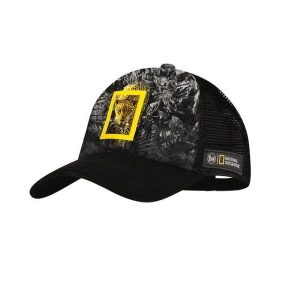 Czapka z daszkiem Buff Trucker Cap National Geographic. Czarne czapki Buff, bez wzorów, sportowe. W wyprzedaży za 90,94 zł.