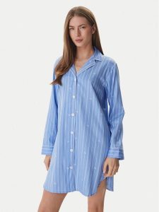 LAUREN RALPH LAUREN Koszula nocna ILN32490 Niebieski Relaxed Fit. Niebieskie koszule nocne Lauren Ralph Lauren, bez wzorów, z bawełny, bez ramiączek. Za 419,99 zł.
