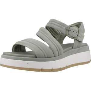 Sandały CLARKS TUSCAN STRAP Zielony. Zielone sandały Clarks, bez wzorów, ze skóry, bez obcasa, bez zapięcia. Za 406,99 zł.