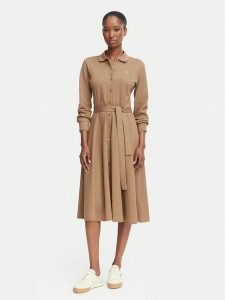 Lacoste Sukienka codzienna EF5299 Brązowy jasny Regular Fit. Brązowe sukienki Lacoste, na co dzień, bez wzorów, z bawełny, bez kołnierzyka, bez ramiączek, proste. Za 699,99 zł.