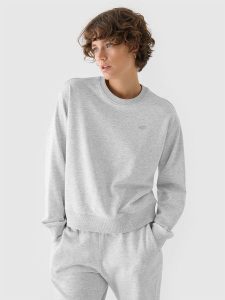 4F Bluza dresowa nierozpinana bez kaptura damska - szara L. Szare bluzy 4f, l, bez wzorów, z bawełny, bez kaptura. Za 129,99 zł.