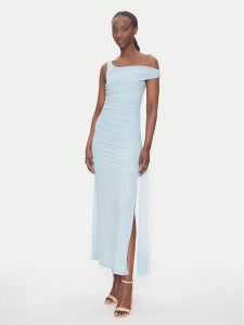 Bardot Sukienka koktajlowa 59512DB Błękitny Slim Fit. Niebieskie kombinezony Bardot, bez wzorów, z syntetyku, wizytowe, bez kołnierzyka, bez ramiączek. Za 299,99 zł.