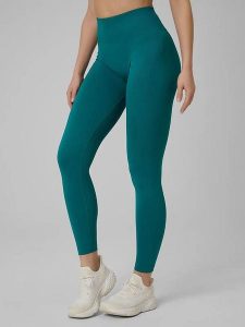 4F Legginsy sportowe w kolorze turkusowym rozmiar: XS/S. Niebieskie legginsy 4f, s, bez wzorów, z materiału, z podwyższonym stanem, outdoorowe. Za 88,02 zł.