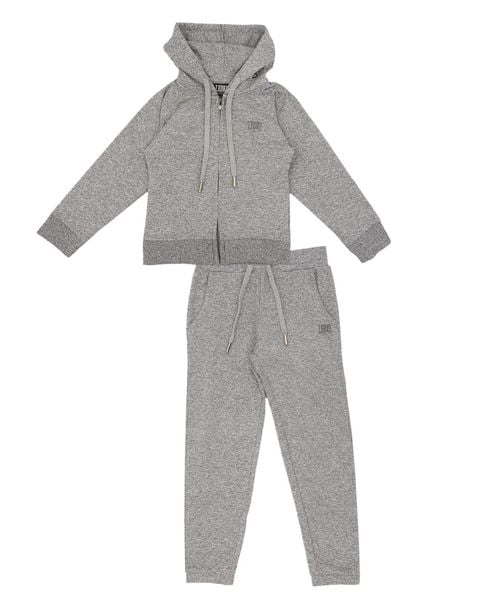Kombinezon z kapturem Dream Girls z brokatem. Szare kombinezony LEONE 1947 APPAREL, bez wzorów, z bawełny, bez kołnierzyka, bez ramiączek. Za 84,16 zł.
