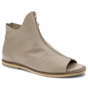 Sandały damskie Lamanti, naturalna skóra licowa zabudowana cholewka z frontowym zamkiem otwarty nosek, bez, 977-203. Brązowe sandały Lamanti, z aplikacjami, ze skóry, z otwartym noskiem, bez obcasa, na płaskiej podeszwie, bez zapięcia. Za 373,99 zł.