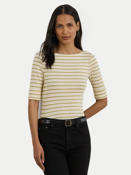 LAUREN RALPH LAUREN Bluzka 200980044001 Beżowy Slim Fit. Brązowe bluzki Lauren Ralph Lauren, xl, bez wzorów, z bawełny, bez kołnierzyka, bez ramiączek. Za 239,99 zł.