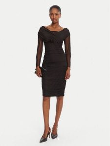 Rinascimento Sukienka koktajlowa CFC0126152003 Czarny Slim Fit. Czarne sukienki Rinascimento, l, bez wzorów, z syntetyku, wizytowe, bez kołnierzyka, bez ramiączek. Za 679,99 zł.