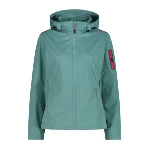 Kurtka damska turystyczna CMP 39A5016M. Zielone kurtki CMP, l, bez wzorów, z softshellu, z kapturem. Za 340,00 zł.