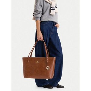 Torebka Beverly Hills Polo Club. Brązowe shopper bag Beverly Hills Polo Club, bez wzorów, bez dodatków. Za 219,99 zł.