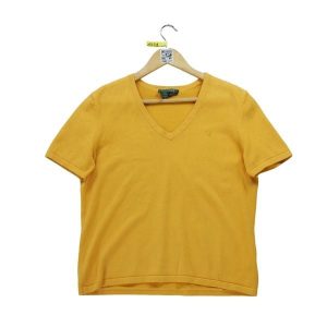 Second life - Kobieta pomarańczowy sweter - Stan dobry. Brązowe golfy Ralph Lauren, bez wzorów. Za 51,08 zł.