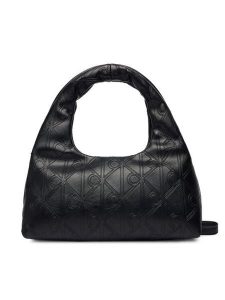 Calvin Klein Torebka Emblem Aop Puffer Bag With Strap LV04F3200G Czarny. Czarne torebki klasyczne Calvin Klein, bez wzorów, ze skóry, bez dodatków. Za 449,99 zł.