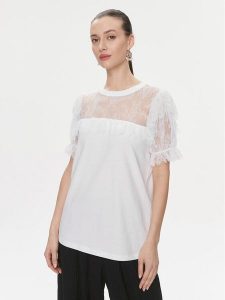 TWINSET Bluzka 241TP2217 Biały Regular Fit. Białe bluzki Twinset, s, bez wzorów, z bawełny, bez kołnierzyka, bez ramiączek. Za 389,99 zł.