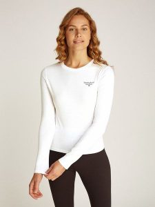 TOMMY JEANS Koszulka w kolorze białym rozmiar: S. Białe bluzki Tommy Jeans, s, bez wzorów, z bawełny, bez kołnierzyka, bez ramiączek. Za 120,95 zł.