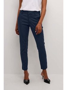 Kaffe Spodnie chino w kolorze granatowym rozmiar: 40. Niebieskie chinosy Kaffe, bez wzorów, z podwyższonym stanem. Za 139,95 zł.