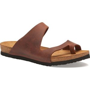 Comfortfusse Skórzane japonki w kolorze brązowym rozmiar: 39. Brązowe klapki Comfortfüße, bez wzorów, z nubiku, z otwartym noskiem, bez obcasa. Za 217,99 zł.