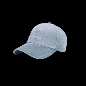 Aksamitna czapka Kentucky. Niebieskie czapki KENTUCKY HORSEWEAR, bez wzorów, eleganckie. Za 125,00 zł.