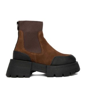 Sztyblety G-Star Raw. Brązowe botki G-Star Raw, bez wzorów, bez obcasa, na płaskiej podeszwie, bez zapięcia. Za 439,99 zł.