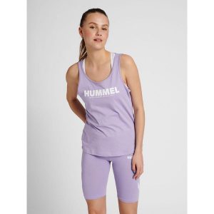 Damski tank top Hummel Legacy. Niebieskie topy Hummel, s, bez wzorów, z bawełny, klasyczne, bez kołnierzyka, bez ramiączek. Za 86,30 zł.