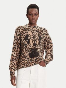 Desigual Sweter Minnie 25WWJF43 Brązowy Regular Fit. Brązowe swetry klasyczne Desigual, xl, z syntetyku, bez kołnierzyka. Za 409,99 zł.