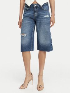 Guess Bermudy W6GD91 D0695 Granatowy Baggy Fit. Niebieskie szorty Guess, z aplikacjami, z bawełny. Za 434,99 zł.