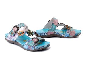 LAURA VITA 0007956 Liloo 41 turquoise, klapki damskie. Niebieskie klapki LAURA VITA, bez wzorów, ze skóry, bez obcasa. Za 389,90 zł.