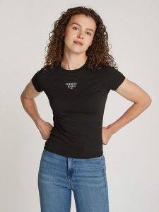 TOMMY JEANS Koszulka w kolorze czarnym rozmiar: XL. Czarne bluzki Tommy Jeans, xl, bez wzorów, z bawełny, bez kołnierzyka, bez ramiączek. Za 96,60 zł.