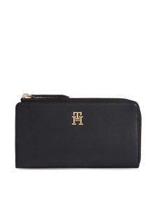 Tommy Hilfiger Portfel Th Feminine Large Slim Wallet AW0AW14890 Czarny. Czarne portfele TOMMY HILFIGER, bez wzorów, ze skóry. Za 379,99 zł.