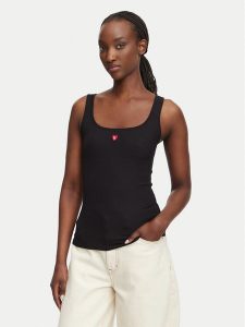 HUGO Top Heart 50566824 Czarny Regular Fit. Czarne topy Hugo, xxl, bez wzorów, bez kołnierzyka, bez ramiączek. Za 169,99 zł.
