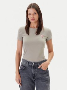 Guess T-Shirt W2YI44 J1314 Khaki Regular Fit. Brązowe t-shirty Guess, m, z aplikacjami, z bawełny, bez kołnierzyka, bez ramiączek. Za 94,50 zł.