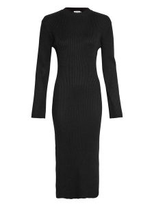 MOSS COPENHAGEN Sukienka "Jenetta Hasle" w kolorze czarnym rozmiar: M/L. Czarne sukienki Moss Copenhagen, na imprezę, l, bez wzorów, prążkowane, bez kołnierzyka, bez ramiączek, midi. Za 149,31 zł.