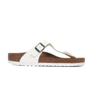 Japonki damskie Birkenstock 745531. Białe klapki Birkenstock, bez wzorów, z materiału, z otwartym noskiem, bez obcasa. Za 405,85 zł.
