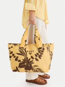 Roxy Torebka CWBEO-ROXY-L-004-09 Żółty. Żółte shopper bag Roxy, bez wzorów, z materiału, bez dodatków. Za 119,99 zł.