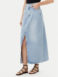 Pepe Jeans Spódnica jeansowa PL901211 Niebieski Regular Fit. Niebieskie spódnice Pepe Jeans, l, bez wzorów, z bawełny. Za 289,99 zł.