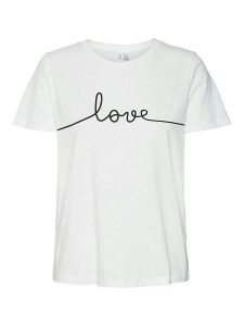Vero Moda Koszulka "Kami" w kolorze białym rozmiar: XS. Białe bluzki Vero Moda, xs, bez wzorów, z bawełny, bez kołnierzyka, bez ramiączek. Za 37,30 zł.