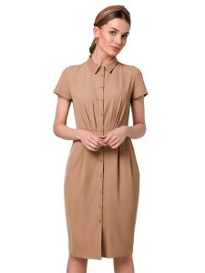 Stylove Sukienka w kolorze beżowym rozmiar: M. Brązowe sukienki Stylove, m, bez wzorów, bez kołnierzyka, bez ramiączek, midi. Za 136,13 zł.