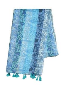 BLE Szal w kolorze niebiesko-błękitnym - 180 x 100 cm rozmiar: onesize. Niebieskie szaliki BLE, z aplikacjami, z bawełny. Za 51,95 zł.