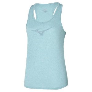 Damski tank top Mizuno. Niebieskie topy Mizuno, bez wzorów, sportowe, bez kołnierzyka, bez ramiączek. Za 78,99 zł.