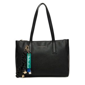 Torebka Valentino. Czarne shopper bag Valentino, bez wzorów, bez dodatków. Za 649,99 zł.