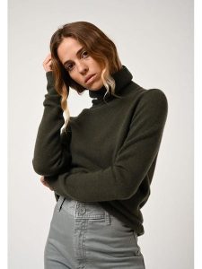 AUTHENTIC CASHMERE Kaszmirowy golf "Linda" w kolorze zielonym rozmiar: XL. Zielone golfy AUTHENTIC CASHMERE, bez wzorów, z kaszmiru. Za 480,90 zł.