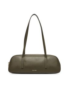 Calvin Klein Torebka Foil Logo Bauletto LV04F3636G Zielony ciemny. Zielone torebki klasyczne Calvin Klein, bez wzorów, ze skóry, bez dodatków. Za 489,99 zł.