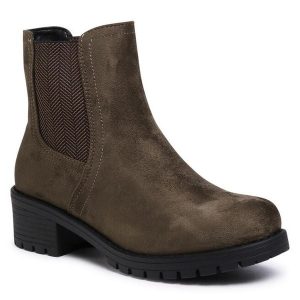 Botki Jenny Fairy. Zielone botki Jenny Fairy, bez wzorów, bez obcasa, na płaskiej podeszwie, bez zapięcia. Za 57,99 zł.