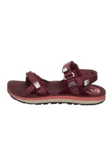 Jack Wolfskin Sandały "Outfresh Delux" w kolorze bordowym rozmiar: 39,5. Czerwone sandały Jack Wolfskin, bez wzorów, z otwartym noskiem, bez obcasa, bez zapięcia. Za 184,46 zł.