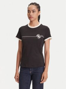 Guess T-Shirt V5YI01 J1314 Czarny Regular Fit. Czarne t-shirty Guess, l, z aplikacjami, z bawełny, bez kołnierzyka, bez ramiączek. Za 93,00 zł.