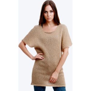Tunika w kolorze beżowym. Tuniki marki Far Far Fashion. W wyprzedaży za 59,95 zł.