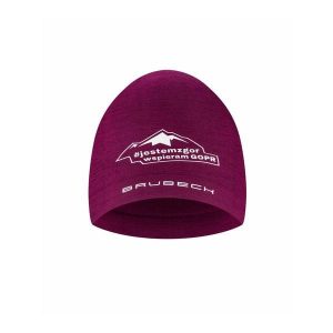 Czapka wełniana unisex jednowarstwowa Brubeck #JESTEMZGOR #WSPIERAMGOPR. Fioletowe czapki Brubeck, bez wzorów, z elastanu. Za 76,07 zł.