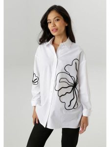 Aniston Koszula w kolorze białym rozmiar: 40. Białe koszule Aniston, bez wzorów, z bawełny, bez kołnierzyka, bez ramiączek. Za 52,17 zł.