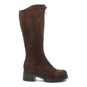 Brązowe Kozaki Simen Eleganckie Buty Damskie. Brązowe kozaki Simen, bez wzorów, bez obcasa, bez zapięcia. Za 639,00 zł.